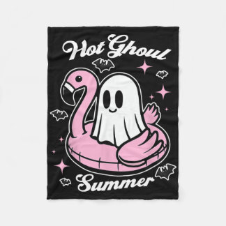 Hot Ghoul Summer Flamingo Ghost Summerween  Fleece Blanket
