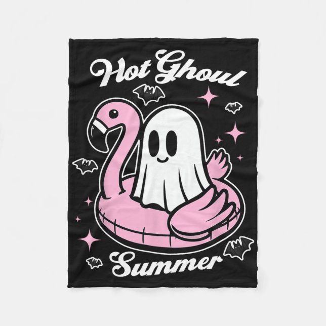 Hot Ghoul Summer Flamingo Ghost Summerween  Fleece Blanket (Front)