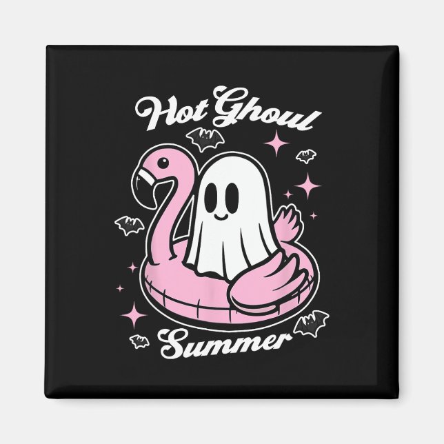 Hot Ghoul Summer Flamingo Ghost Summerween  Magnet (Front)