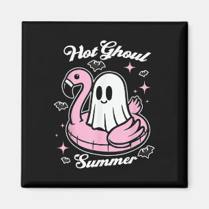 Hot Ghoul Summer Flamingo Ghost Summerween Magnet