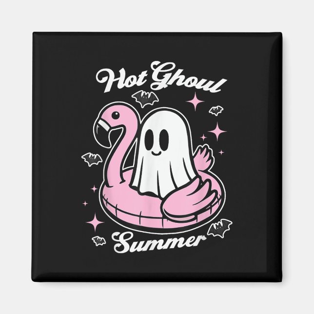 Hot Ghoul Summer Flamingo Ghost Summerween  Magnet (Front)