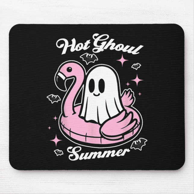 Hot Ghoul Summer Flamingo Ghost Summerween  Mouse Mat (Front)