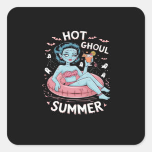 Hot Ghoul Summer Funny Beach Summer Halloween Esse Square Sticker