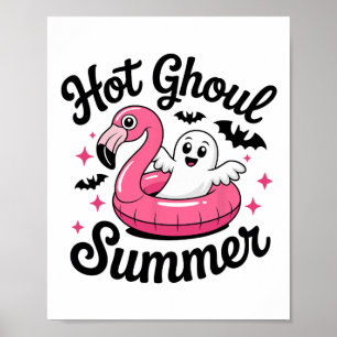 Hot Ghoul Summer Halloween Ghost Pool Party Poster
