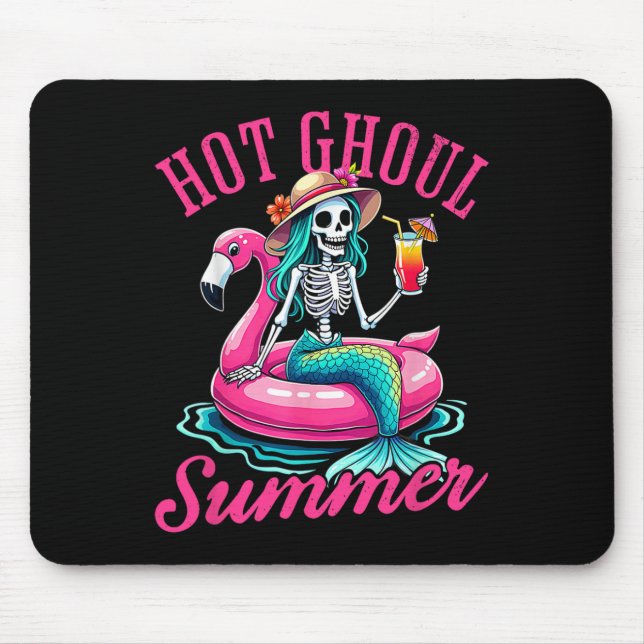 Hot Ghoul Summer Summerween Halloween Skeleton Mer Mouse Mat (Front)