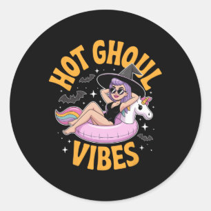 Hot Ghoul Vibes Witch Summer Halloween Costume Vac Classic Round Sticker