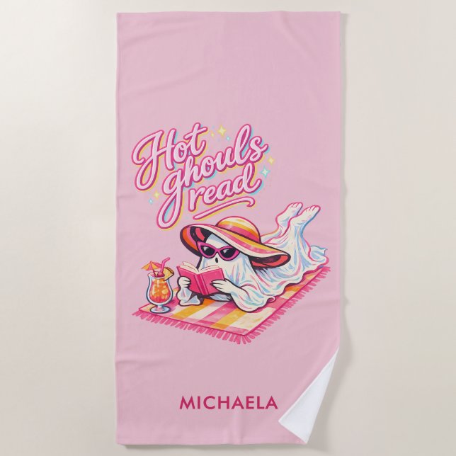 Hot Ghouls Read Summerween Book Lover Beach Towel (Front)