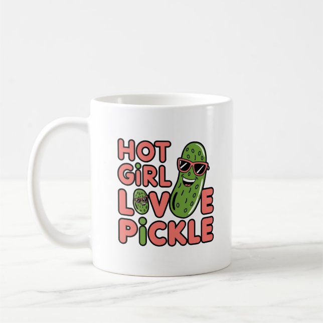 hot girl love pickle cute design coffee mug (Left)