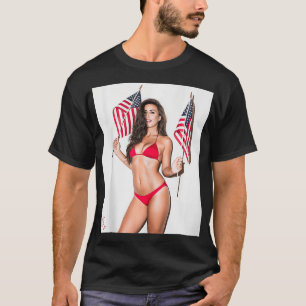 Hot Girl on  for Men  Sey Latina Patriotic US Flag T-Shirt