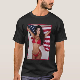 Hot Girl on T-shirt for Men - American Flag & Pinu