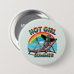 Hot Girl Summer Skeleton Retro Beach Design 7.5 Cm Round Badge
