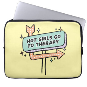 Hot Girls Go To Therapy Retro Sign Laptop Sleeve