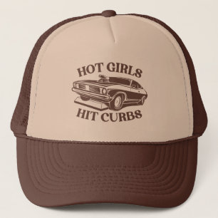 Hot Girls Hit Curbs - Brown Trucker Hat