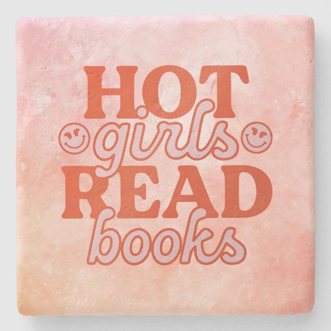 Hot Girls Read Books Stone Coaster (Front)