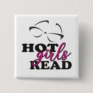 Hot Girls Read Square Button