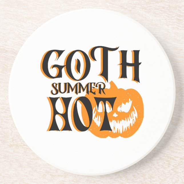 Hot Goth Summer-Horror Smiling Pumpkin Coaster (Front)