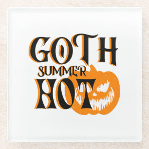 Hot Goth Summer-Horror Smiling Pumpkin Glass Coaster