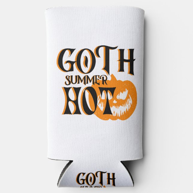 Hot Goth Summer-Horror Smiling Pumpkin Seltzer Can Cooler (Front)