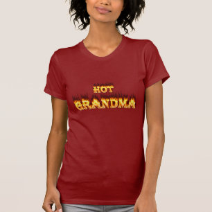 Hot Grandma fire and red marble heart T-Shirt