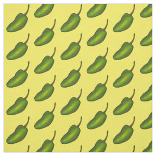 Hot Green Jalapeño Pepper Vegetable Veggie Print Fabric