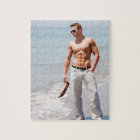 Hot Guy Bare Chest Muscular Abs Beach Shirtless