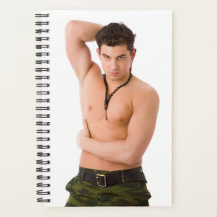 Hot Guy Gym Dude Big Biceps Weight Training Camo Planner
