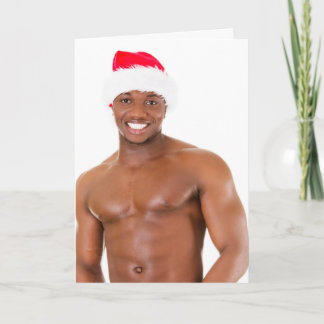 Hot Guy Santa Hat Sexy Shirtless Muscle Christmas  Card