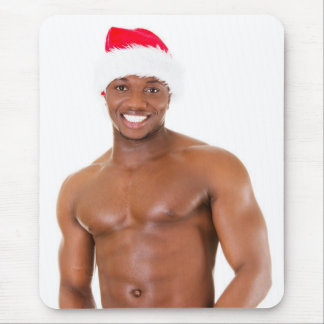 Hot Guy Santa Hat Sexy Shirtless Muscle Man Hunk Mouse Mat