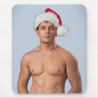 Hot Guy Sexy Shirtless Muscle Man Santa Hat Hunk Mouse Mat