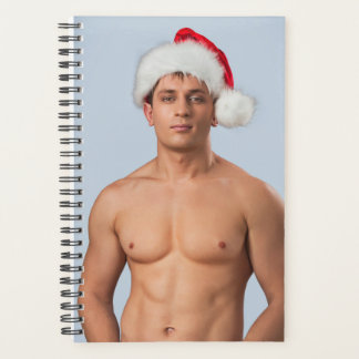Hot Guy Sexy Shirtless Muscle Man Santa Hat Hunk  Planner