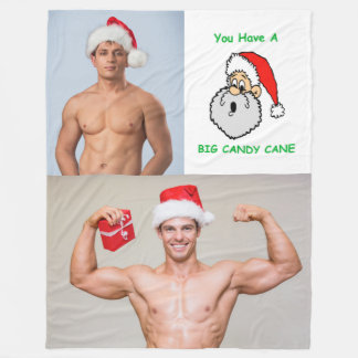Hot Guys Sexy Muscle Studs Santa Hats Funny Fleece Blanket