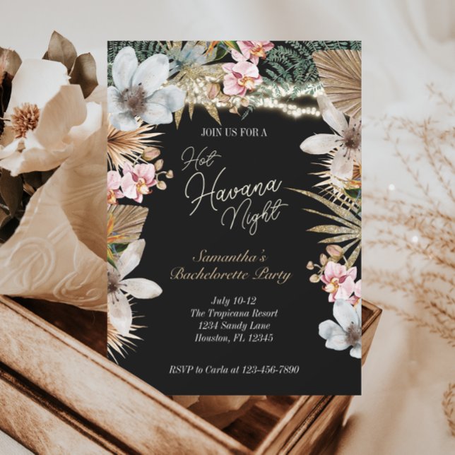 Hot Havana Nights Tropical Cuban Bachelorette Invitation (Creator Uploaded)