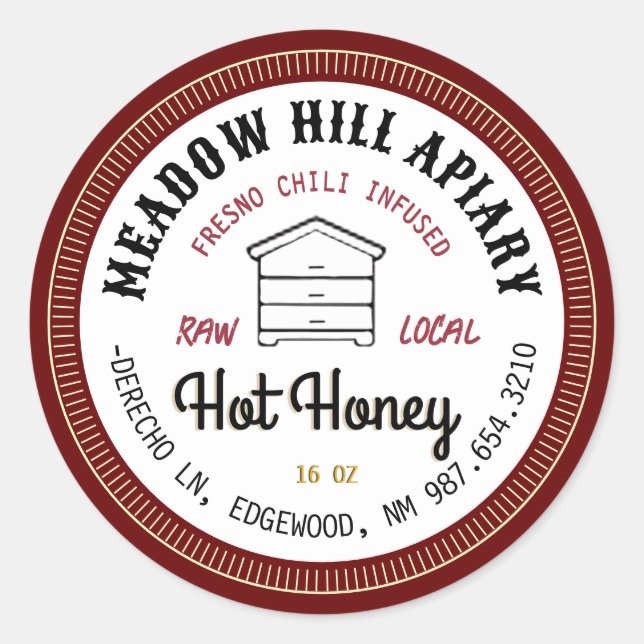 Hot Honey Label Fresno Chilli Infused Red Border (Front)