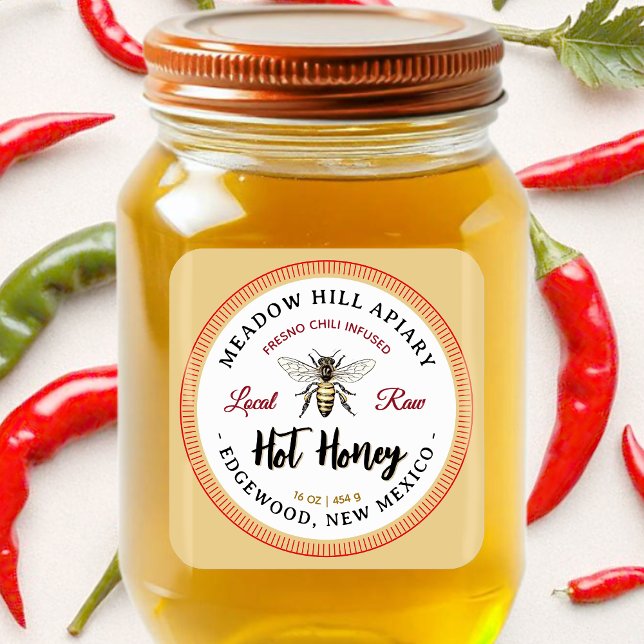 Hot Honey Label Fresno Chilli Infused Yellow Bee (Creator Uploaded)