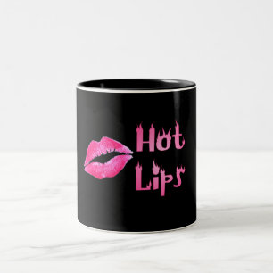 HOT HOT HOT LIPS by SHARON SHARPE Two-Tone Coffee Mug