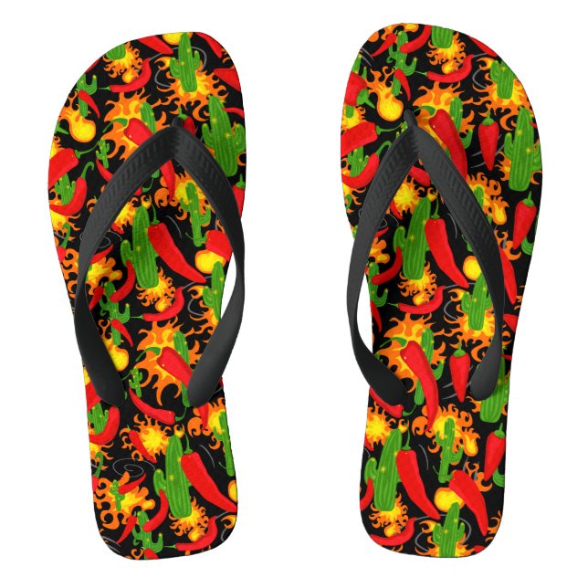 Hot Hot Hot Red Chillies Crazy Flip Flops (Footbed)