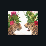 Hot House Leopards | A Pair Canvas Print<br><div class="desc">This print features a pair of cheetahs adorned in floral head garb | By Fab Funky</div>