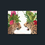 Hot House Leopards | A Pair Canvas Print<br><div class="desc">This print features a pair of cheetahs adorned in floral head garb | By Fab Funky</div>