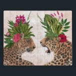 Hot House Leopards | A Pair Jigsaw Puzzle<br><div class="desc">This print features a pair of cheetahs adorned in floral head garb | By Fab Funky</div>
