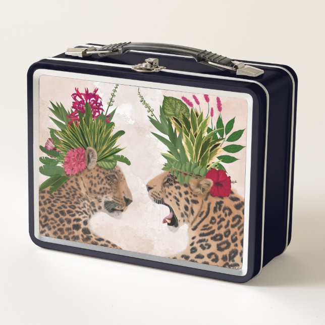 Hot House Leopards | A Pair Metal Lunch Box (Front)