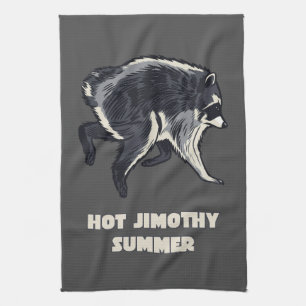 Hot Jimothy Summer Funny Racoon Meme Animal Tea Towel