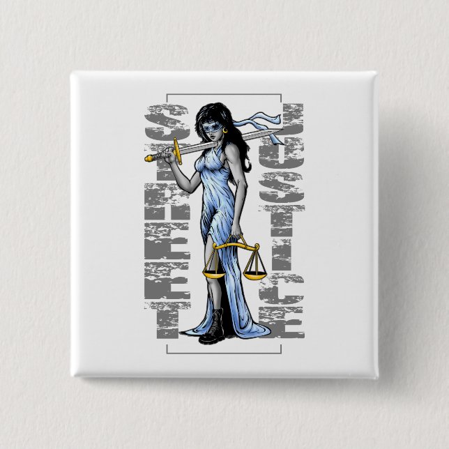 Hot Lady Justice by Street Justice 15 Cm Square Badge (Front)