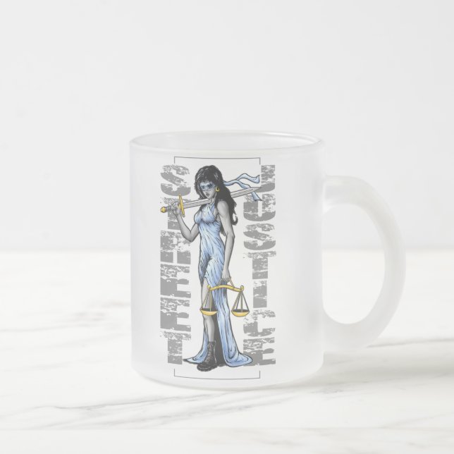 Hot Lady Justice by Street Justice Frosted Glass Coffee Mug (Right)