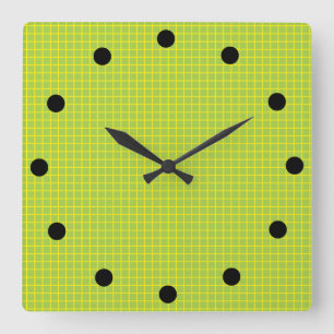 Hot Lime Tiles Square Wall Clock