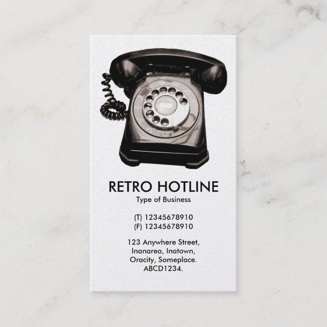 Hot Line - White (Platinum) Business Card (Front)