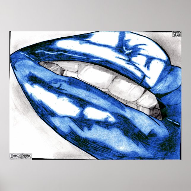 Hot Lips Blue Canvas Print (Front)