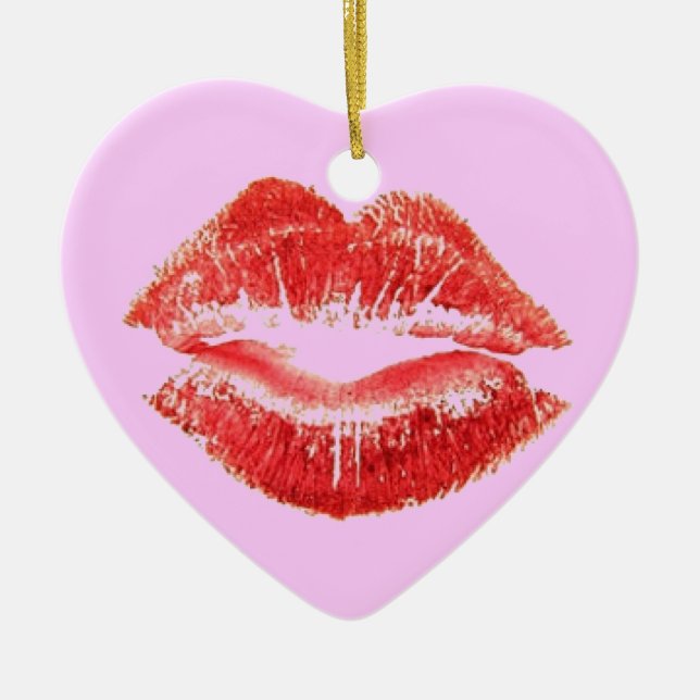 Hot Lips Ceramic Tree Decoration (Front)