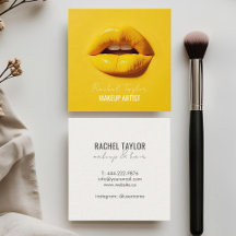 Hot Lips | Cool Yellow Makeup Business Card