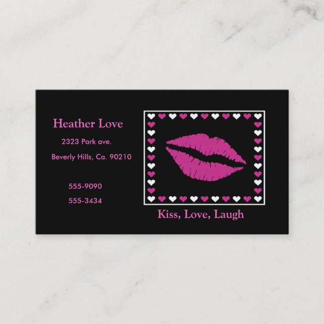 Hot Lips & Hearts Business Card (Front)