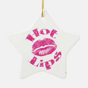 Hot Lips! Pink Lips Ceramic Tree Decoration